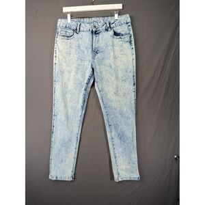 Stitches‎ & Rivets Mens Acid Wash Slim Straight Jeans Light Blue 34x32
